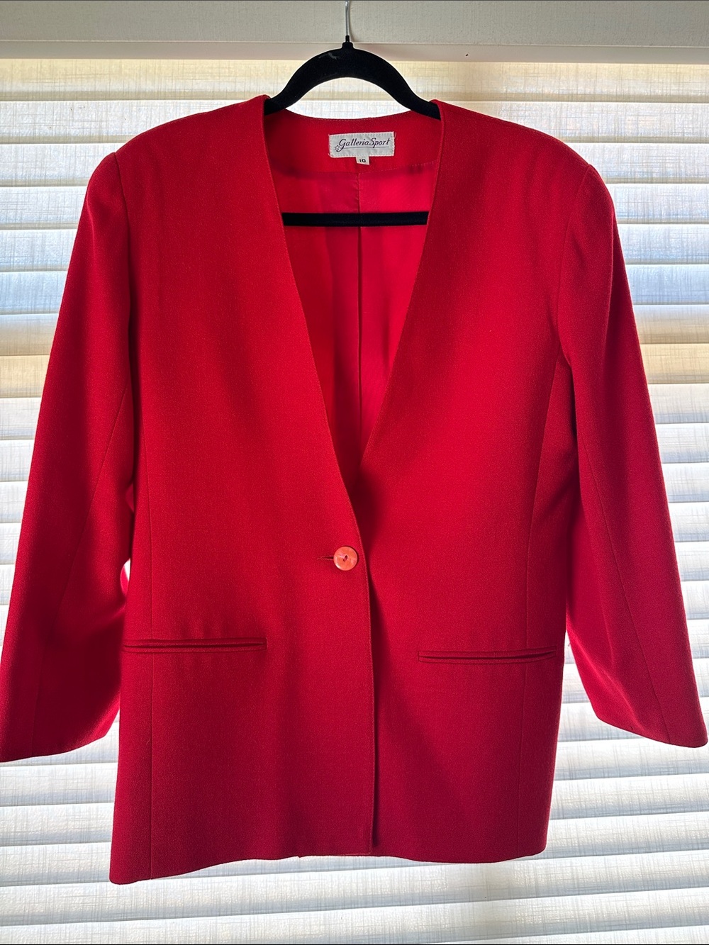 Women's Red Single-Button Blazer